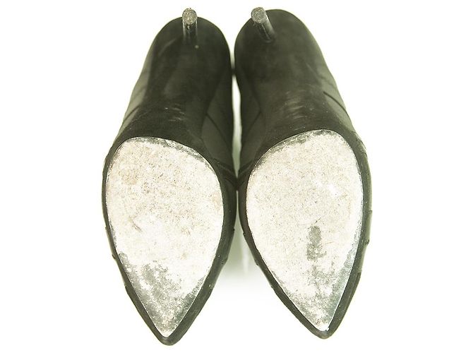 Yves Saint Laurent YSL black elasticated fabric & suede platform booties 40 - view 8