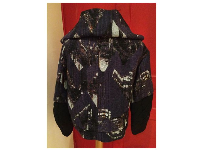 Kenzo Woll und Seide Pea Coat Indigo Mehrfarben - Ansicht 11
