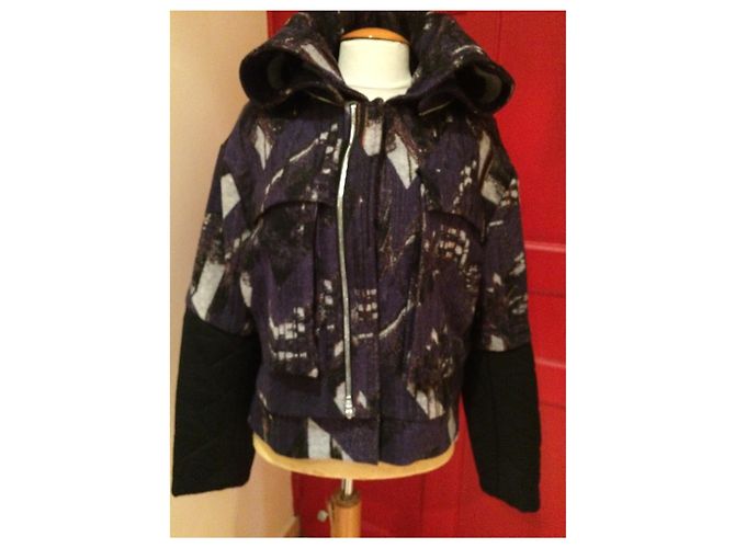 Kenzo Woll und Seide Pea Coat Indigo Mehrfarben - Ansicht 6