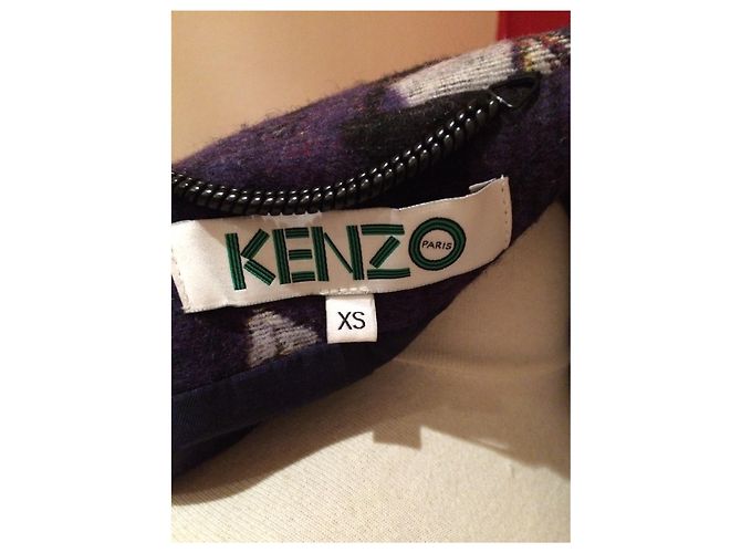 Kenzo Woll und Seide Pea Coat Indigo Mehrfarben - Ansicht 9