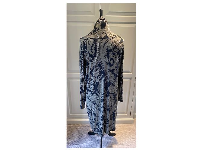 Etro Etuikleid Paisley aus Kaschmir schwarz grau creme Roh - Ansicht 2