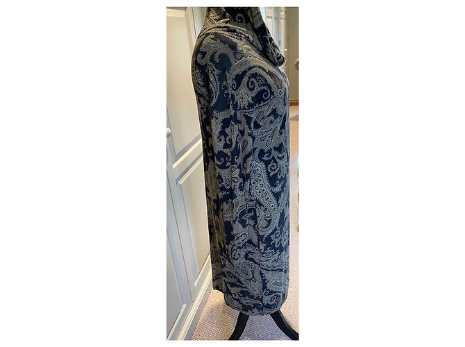 Etro Etuikleid Paisley aus Kaschmir schwarz grau creme Roh - Ansicht 6