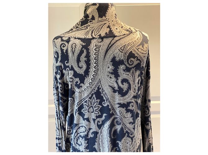 Etro Etuikleid Paisley aus Kaschmir schwarz grau creme Roh - Ansicht 7