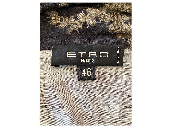 Etro Etuikleid Paisley aus Kaschmir schwarz grau creme Roh - Ansicht 8