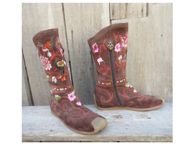 Botas bordadas Roberto Cavalli p35,5 Castaño - vista 5