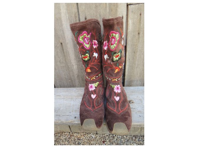 Botas bordadas Roberto Cavalli p35,5 Castaño - vista 6