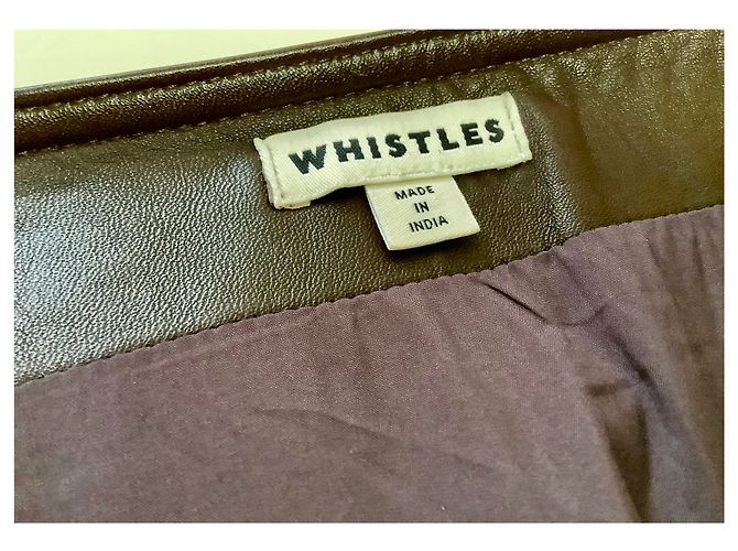 Falda midi cruzada de cuero burdeos de Whistles - vista 8
