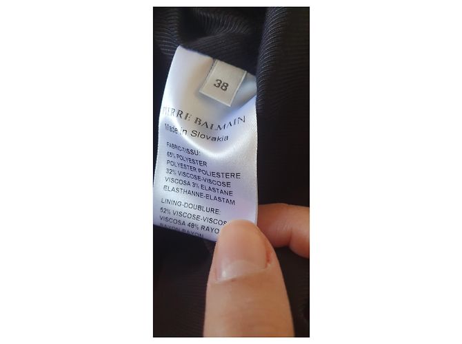 Abito Pierre Balmain in Crepe Blu Navy e Chiffon Nero - vista 6