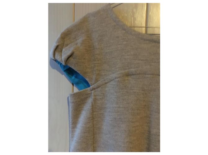 Warmes Kleid aus hellgrauem und türkisblauem Wolltuch Marc by Marc Jacobs - Ansicht 3