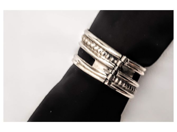 Autre Marque Bracciale polsino ALPACA MEXICO argento opaco - vista 3