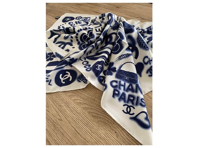 Chanel Foulard Weiß Blau - Ansicht 3