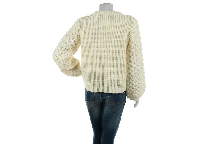 Gestuz Strickjacke Weiß Wolle Mischung Größe L - Ansicht 2