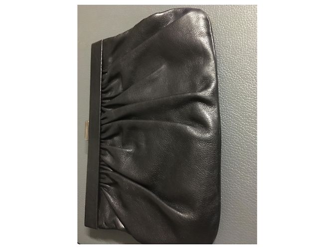 Pochette Pura Lopez in pelle nera Nero Silver hardware - vista 2