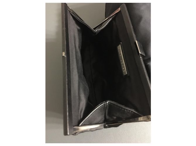 Pochette Pura Lopez in pelle nera Nero Silver hardware - vista 3