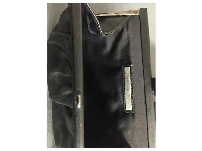 Pochette Pura Lopez in pelle nera Nero Silver hardware - vista 4