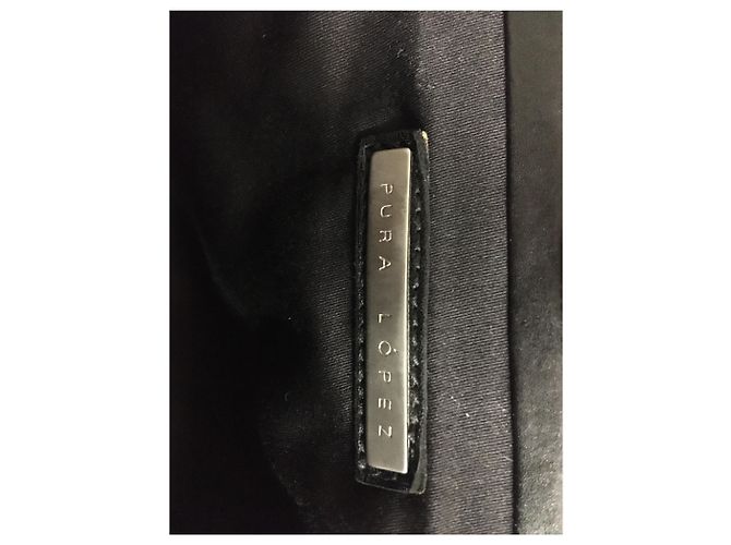 Pochette Pura Lopez in pelle nera Nero Silver hardware - vista 5