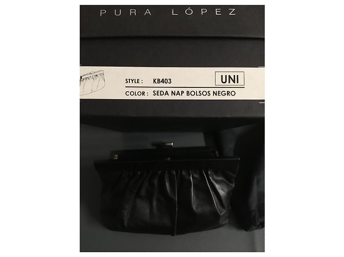 Pochette Pura Lopez in pelle nera Nero Silver hardware - vista 6