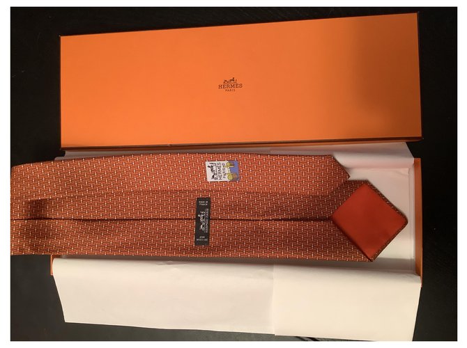 Cravate Hermès Orange - vue 2