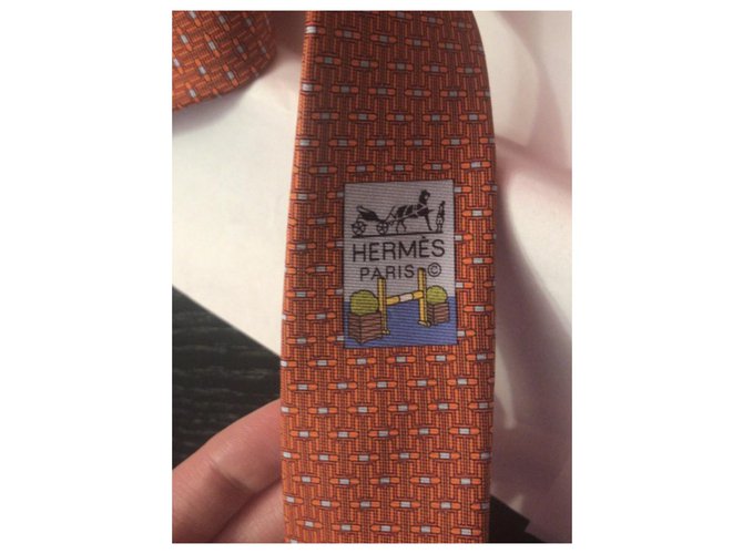 Cravate Hermès Orange - vue 5