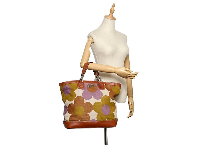 Céline Celine Brown Floral Canvas Einkaufstasche - Ansicht 10