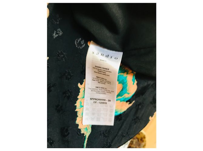 Sandro Bruni Kleid Schwarz mit Blumenmuster V Ausschnitt Mehrfarben - Ansicht 7