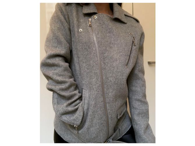 Theory giacca biker Tralsmin in misto lana e cashmere foderata Grigio - vista 4