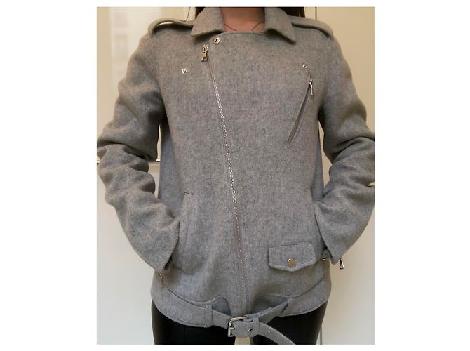 Theory giacca biker Tralsmin in misto lana e cashmere foderata Grigio - vista 5