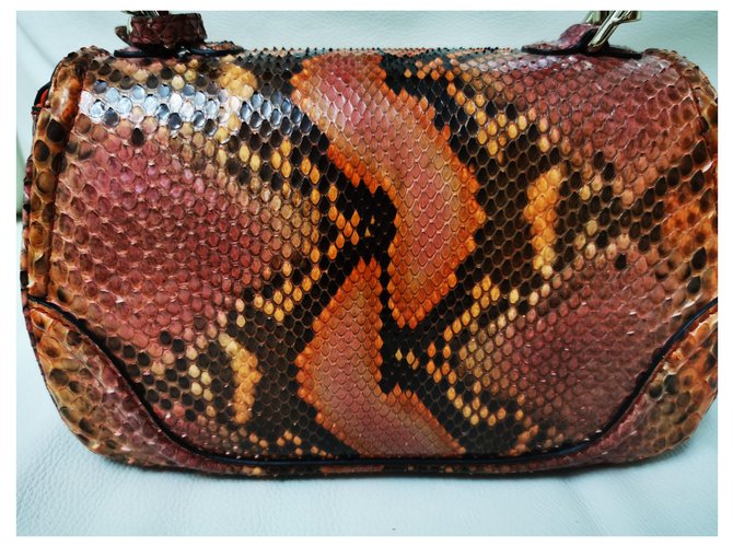 Gucci Bamboo Top Handle Python Tasche Koralle - Ansicht 2