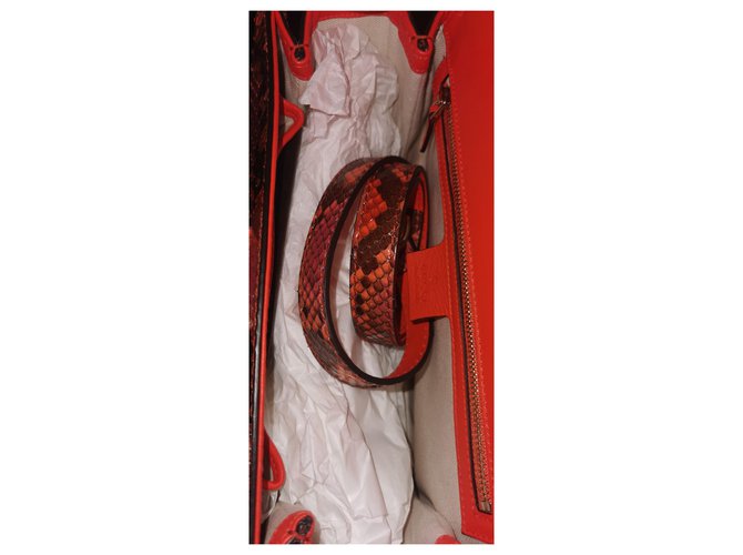 Gucci Bamboo Top Handle Python Tasche Koralle - Ansicht 6