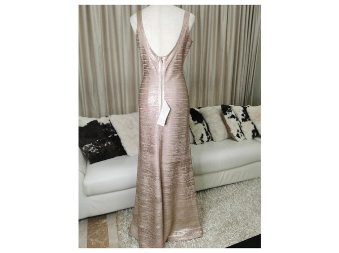 Herve Leger langes goldenes Kleid - Ansicht 2