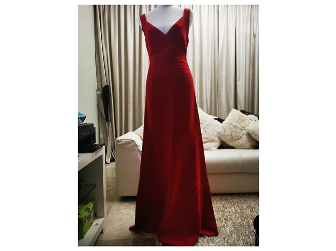 Herve Leger Abendkleid lang rot - Ansicht 2