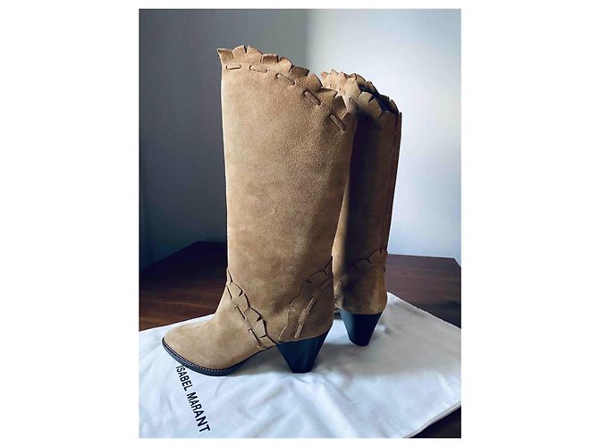 Stivaletti Isabel Marant in camoscio caramello - vista 2
