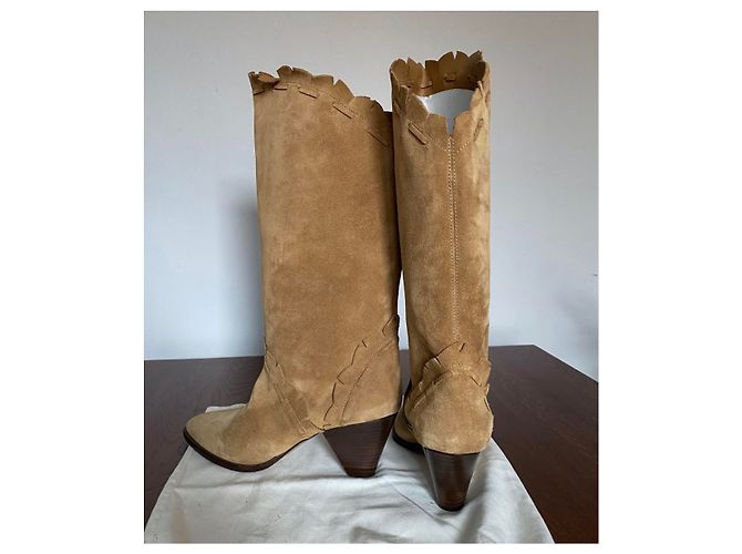 Stivaletti Isabel Marant in camoscio caramello - vista 3