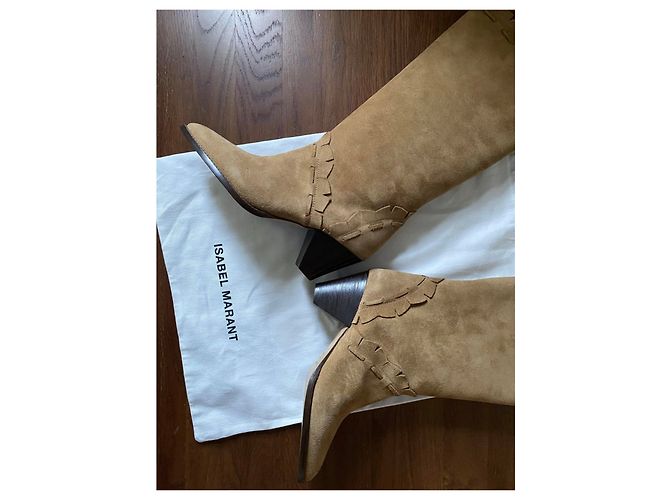 Stivaletti Isabel Marant in camoscio caramello - vista 4