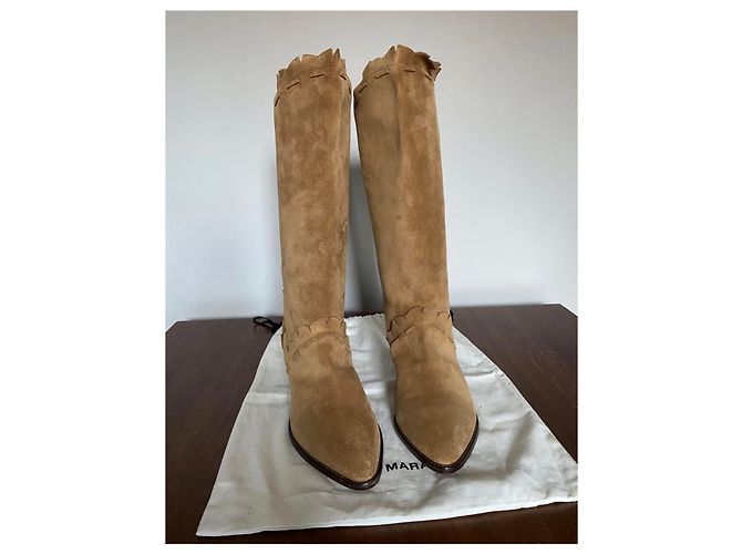 Stivaletti Isabel Marant in camoscio caramello - vista 7