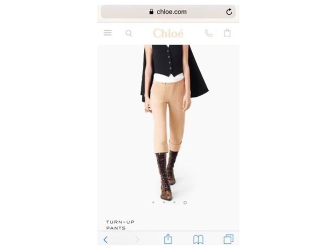 Pantalones Chloé de algodón crema - vista 3
