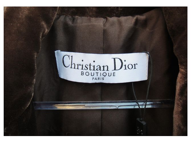 Christian Dior Boutique Samtjacke aus Moiré 40 Dunkelbraun - Ansicht 2