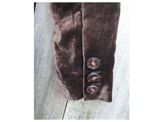 Christian Dior Boutique Samtjacke aus Moiré 40 Dunkelbraun - Ansicht 5