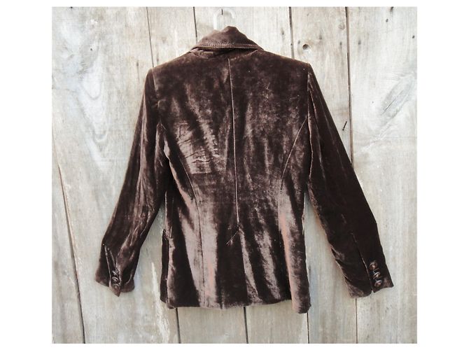 Christian Dior Boutique Samtjacke aus Moiré 40 Dunkelbraun - Ansicht 6