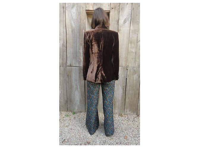 Christian Dior Boutique Samtjacke aus Moiré 40 Dunkelbraun - Ansicht 8