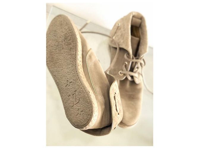 Montsouris Espadrillas Louis Vuitton Monogram Beige Camoscio - vista 2