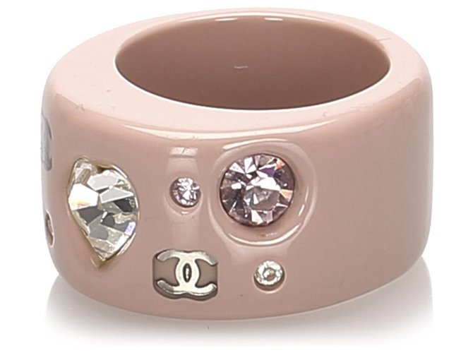 Chanel Pink CC Strass Ring Braun Beige - Ansicht 2