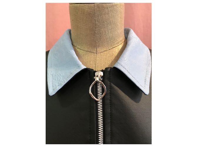 Chubasquero Dior de lona encerada mate negro y azul claro - vista 3