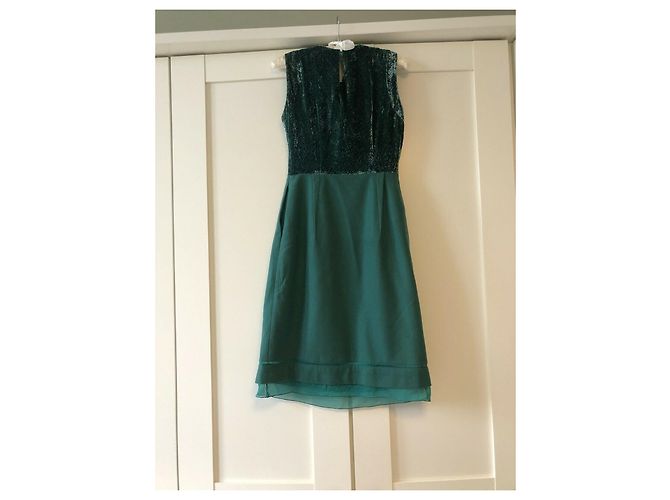 Pringle Of Scotland Wollkleid mit Samt Grün - Ansicht 2