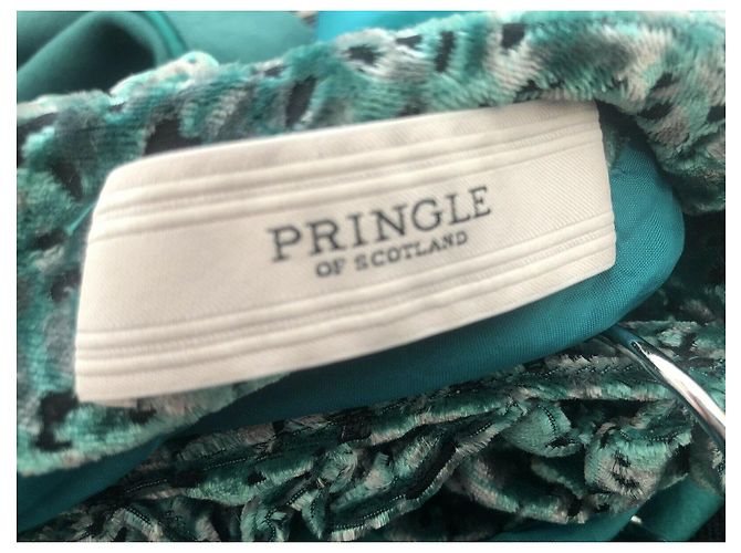 Pringle Of Scotland Wollkleid mit Samt Grün - Ansicht 3
