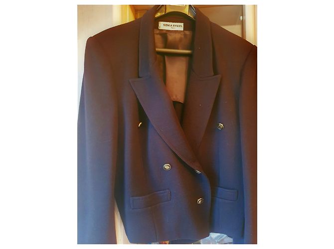 Sonia Rykiel Navy Blue Wool Blazer Jacket - view 2