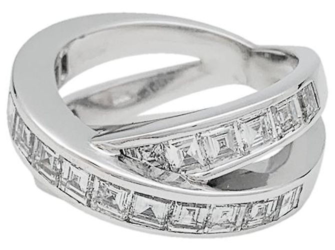 Anello Chopard in oro bianco, diamanti quadrati. - vista 2