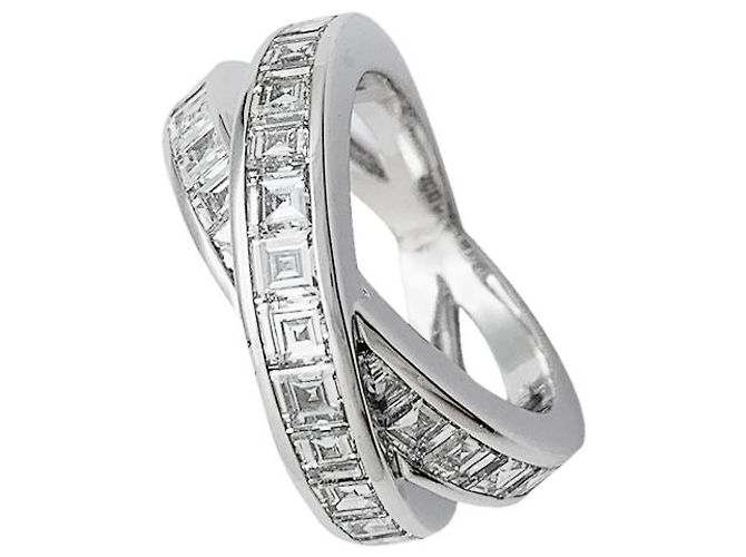 Anello Chopard in oro bianco, diamanti quadrati. - vista 5