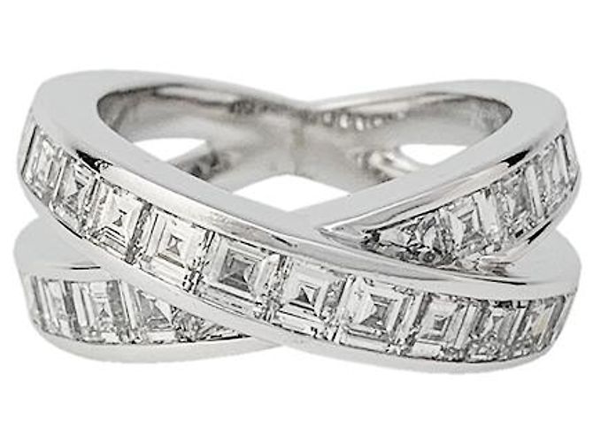 Anello Chopard in oro bianco, diamanti quadrati. - vista 6