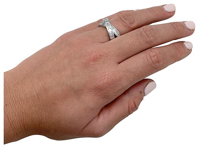 Anello Chopard in oro bianco, diamanti quadrati. - vista 7